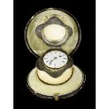 POCKET WATCH  Around 1800. Watch set in a decorative ivory casket in the shape of griffin’s head