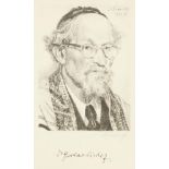 Max Švabinský (1873-1962)  PORTRAIT OF DR. GUSTAV SICHER WITH HIS SIGNATURE. 1955. Head land rabbi