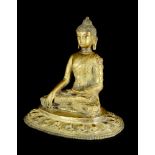 SHAKYAMUNI BUDDHA  Thibet, end of 19th century. Buddha sitting in lotus position on a half size