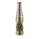VASE  Hungary, Pécs, Zsolnay, 1902-1904. Slender ceramic vase with slightly widen neck and four thin
