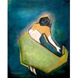 Kamal Nayan Jaimini (Indian, born 1969) – Oil Painting – ‘Woman’, canvas 16ins x 19ins, signed and