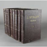 J.V. Stalin – “Works”, volumes 1-8, published by Lawrence & Wishart Ltd, London 1953 (eight maroon