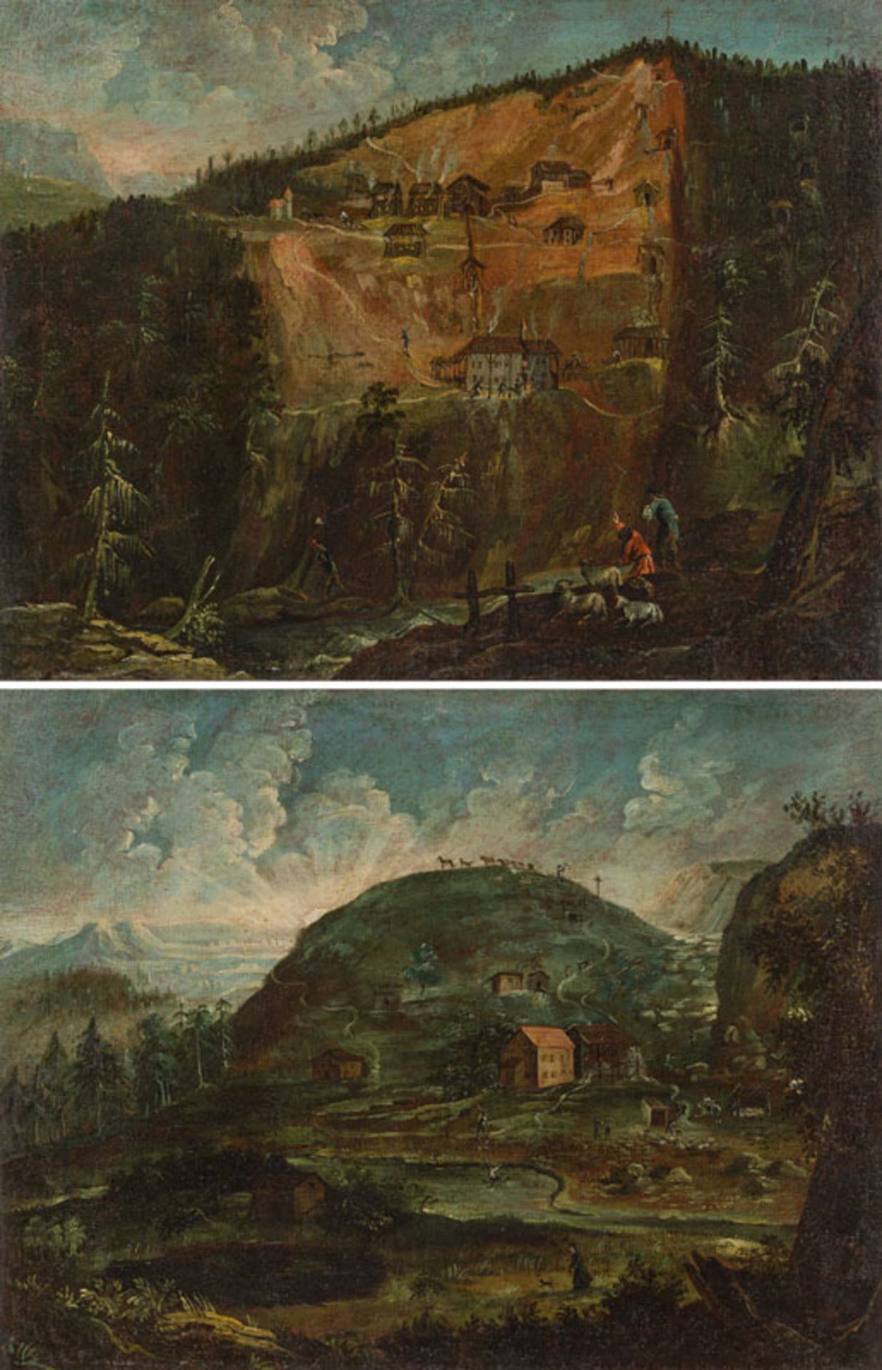 Austrian Artist Pendants - Mining scenes, 17th/18th century  oil on canvas; without frame; 66 × 86