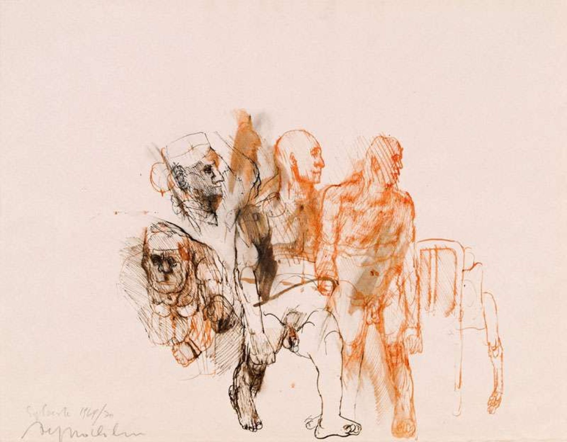Alfred Hrdlicka * Sylvester, 1969/70  mixed media on paper; 48 × 62.5 cm      Alfred Hrdlicka *