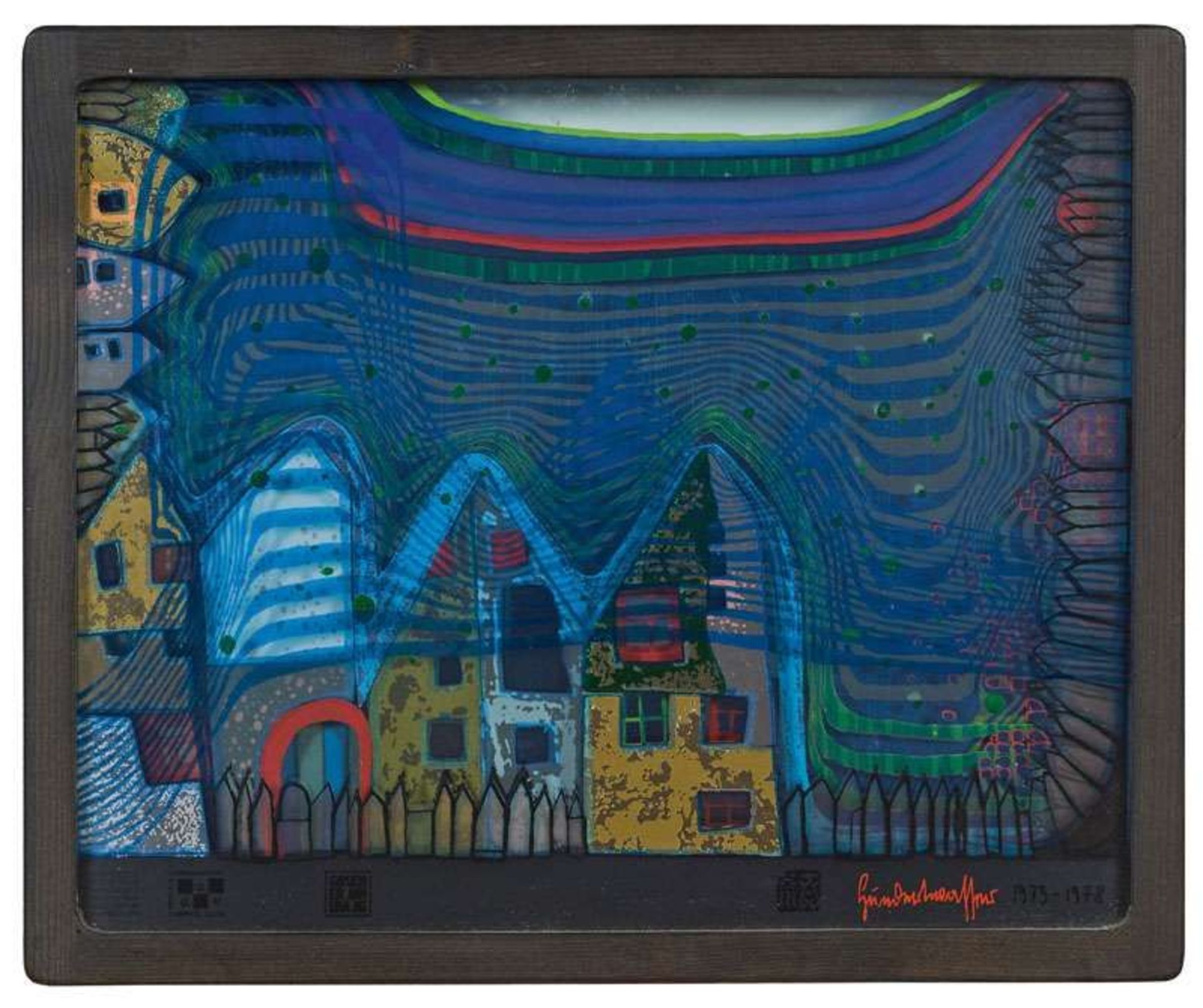 Friedensreich Hundertwasser * Fall in cloud- fall in fog - fall out, 1973 - 1978  colored silk