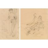 Siegfried Anzinger *Mixed lot of 2 drawings pencil, coloured pencil on paper; 44.5 × 247.5 cm (cut-