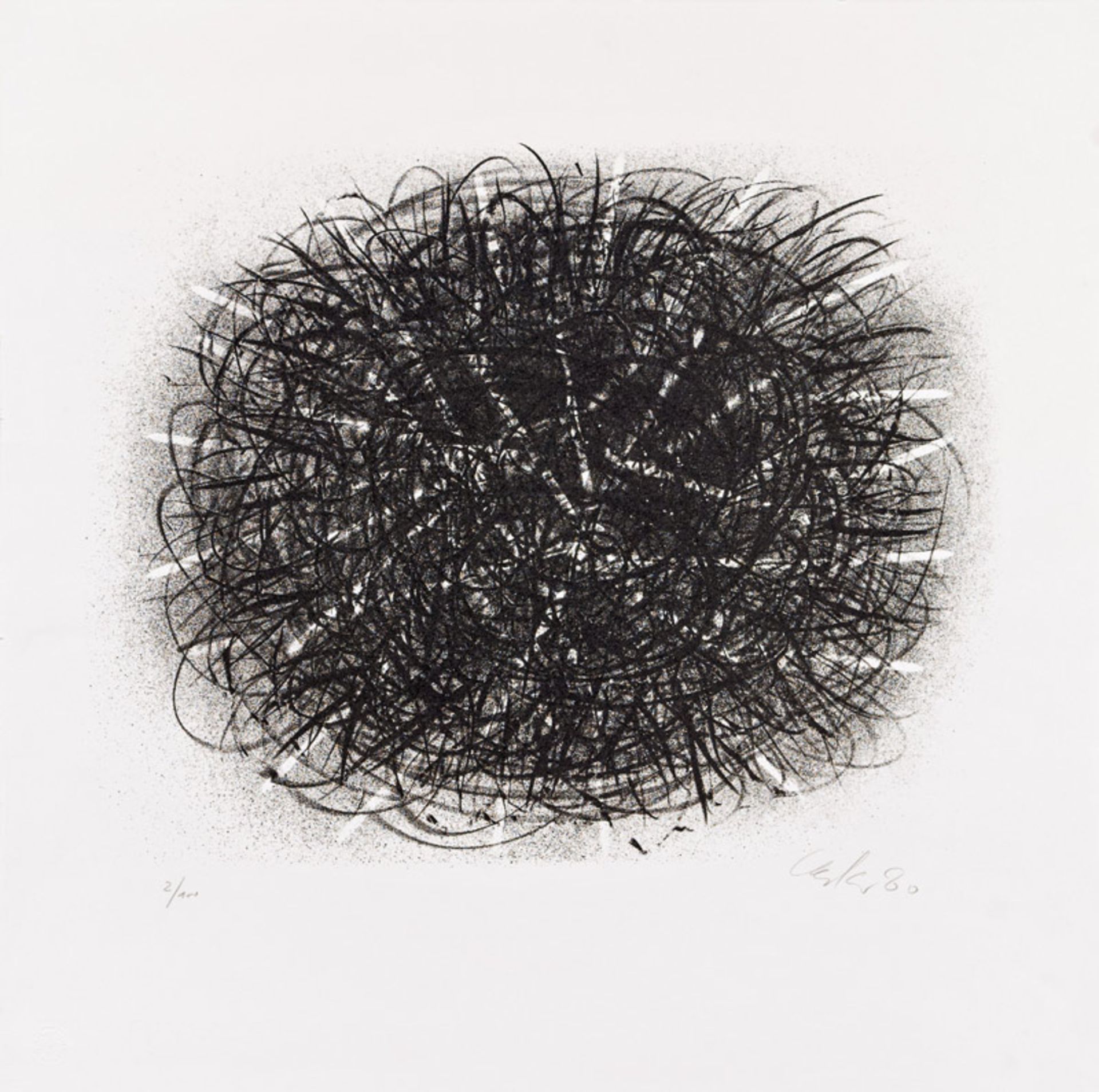 Günther Uecker *Untitled, 1980 lithograph on paper, edition 2/100, unframed; 56.5 × 56.5 cm  Günther