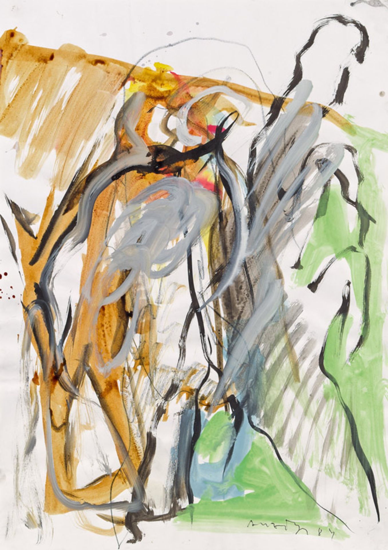Siegfried Anzinger *Untitled, 1984 mixed media on paper; 58.5 × 41 cm  Siegfried Anzinger *o.T.,