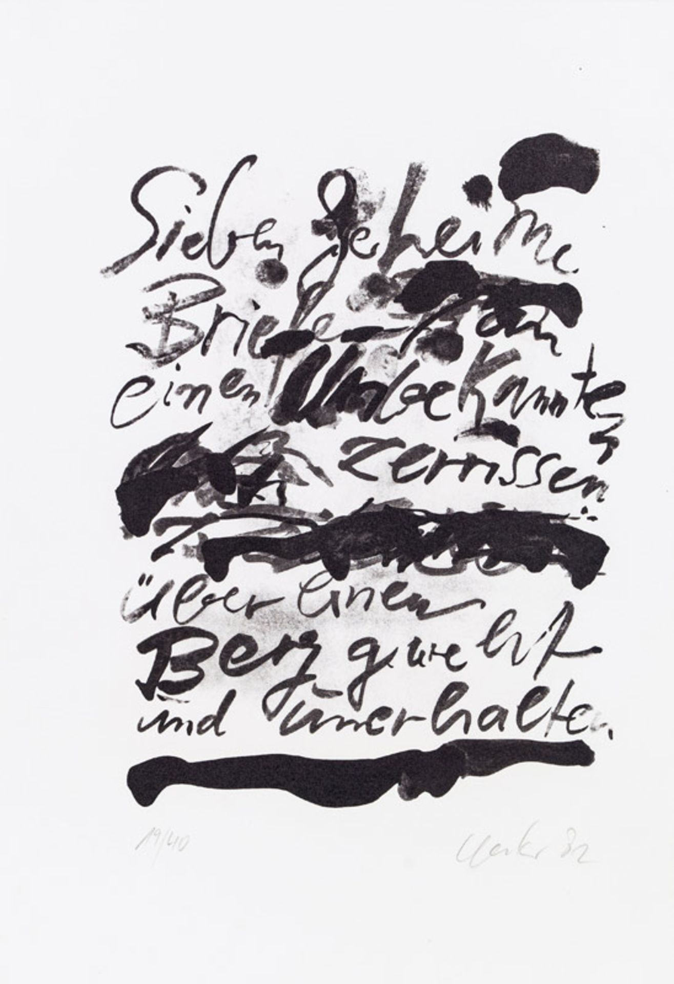 Günther Uecker *7 geheime Briefe, 1982 original portfolio of 7 lithographs , unframed; 36.5 × 25 cm