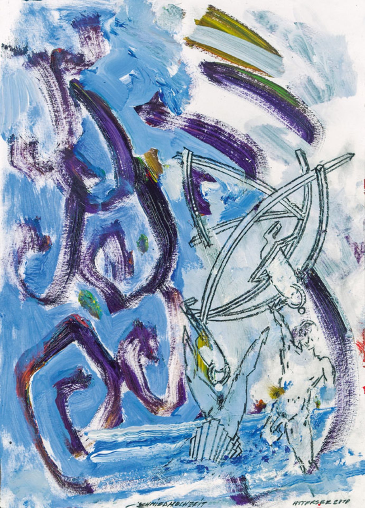 Christian Ludwig Attersee *Schmiedhochzeit, 2010 mixed media on paper; 44 × 31 cm  Christian