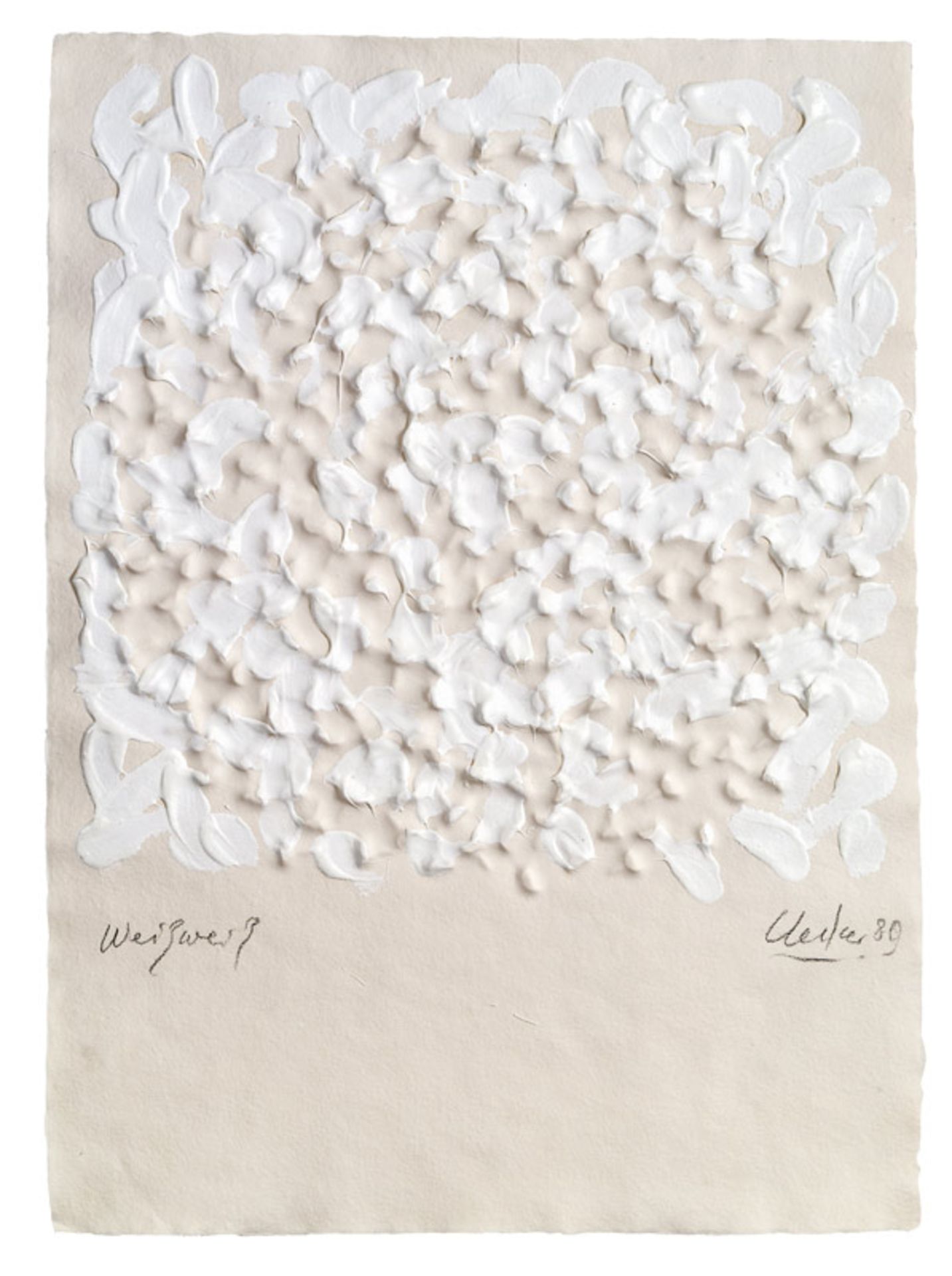 Günther Uecker * Weißweiß, 1989  embossed printing on laid paper, painted; unframed; ca. 45 × 33 cm
