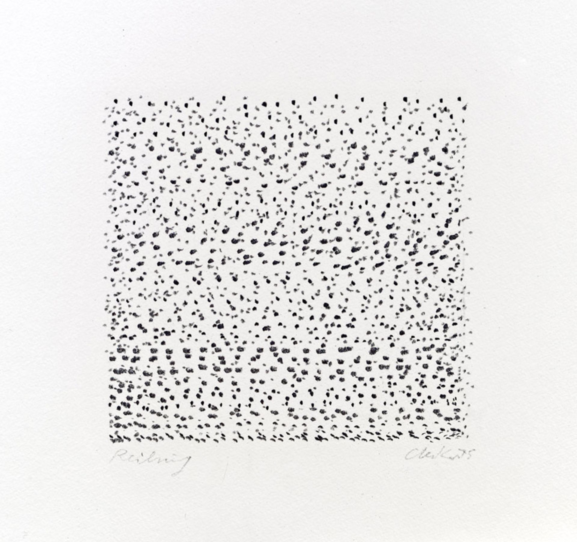 Günther Uecker *Reihung, 1975 India ink on paper; unframed; 51 × 51 cm  Günther Uecker *Reihung,