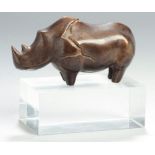 Bronze-Tierplastik, "Nashorn", Muela, Carlos Garcia, Tetuán-Marruecos 1931 - 2013 Madrid,plastisch