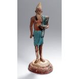 Terracotta-Figur, "Ägypter mit Schale", um 1800, stehende, naturalistische Darstellung,Reste von