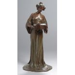 Weißbronze-Plastik, "Frau mit Schatulle", Matter, L. O., wohl dt. Bildhauer um 1900,