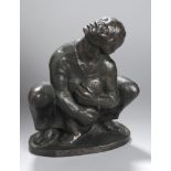Bronze-Plastik, "Mutter ihr Kind schützend", anonymer Bildhauer 1. Hälfte 20. Jh.,vollplastische,