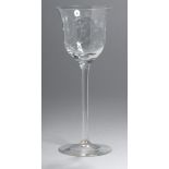 Wein-Stengelglas, Glasfachschule Steinschönau, 20er Jahre, Tellerstand, schlanker,