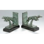 Ein Paar Art Déco Weißbronze-Buchstützen, "Antilopen", Le Verrier, Max, franz. Bildhauer1891 - 1973,