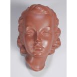 Keramik-Wandmaske, "Junge Frau", Friedrich Goldscheider, Fredelsloh, 50er Jahre, Mod.nr.:530, Entw.: