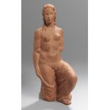 Terracotta-Figur, "Weiblicher Akt", WMF, Geislingen, um 1940, Entw.: Kurt Bohn,vollplastische,