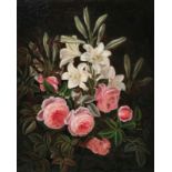 Anonymer Maler, 19. Jh. "Blumenstilleben", Öl/Lw., doubliert, 58 x 46 cmMindestpreis: 630 EUR