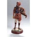 Terracotta-Figur, "Araber mit Wasserbeutel", um 1800, stehende, naturalistischeDarstellung, Reste