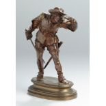 Bronze-Plastik, "Musketier", Guillemin, Emile, 1841-1907, auf Ovalsockel vollplastische,stehende