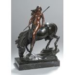 Bronze-Plastik, "Amazone zu Pferd", Richter-Elsner, Fritz, Köppelsdorf 1884 - 1970Detmold,