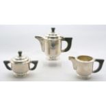 Art Deco-Kaffeeset, 3-tlg., dt., um 1920, Silber 800, bestehend aus: Kanne, Sahnegießerund