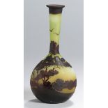 Glas-Ziervase, "Soliflore/Paysage", Emile Gallé, Nancy, um 1906-14, ovaler Stand,kugeliger,