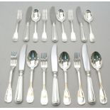 Frühstücksbesteck, 18-tlg., für 6 Personen, neuzeitlich, Silber 800, bestehend aus:Messern, Gabeln