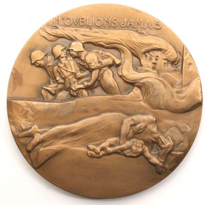 Bronze-Medaille, Édouard Pierre Blin, Chartres 1877 - 1946 Paris, runde beidseitigdekorierte Form, - Image 2 of 2