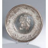 Zierteller, Asien, 1. Hälfte 20. Jh., Silber, runde Form mit vertieftem Spiegel,