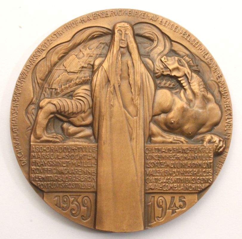Bronze-Medaille, Édouard Pierre Blin, Chartres 1877 - 1946 Paris, runde beidseitigdekorierte Form,