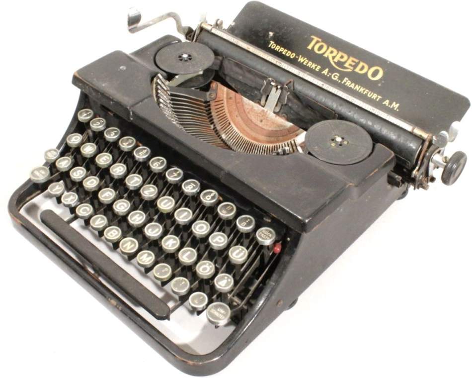 Schreibmaschine, "Torpedo", mechanisch, 13,5 x 32 x 33 cm, Funktion und Vollständigkeitnicht