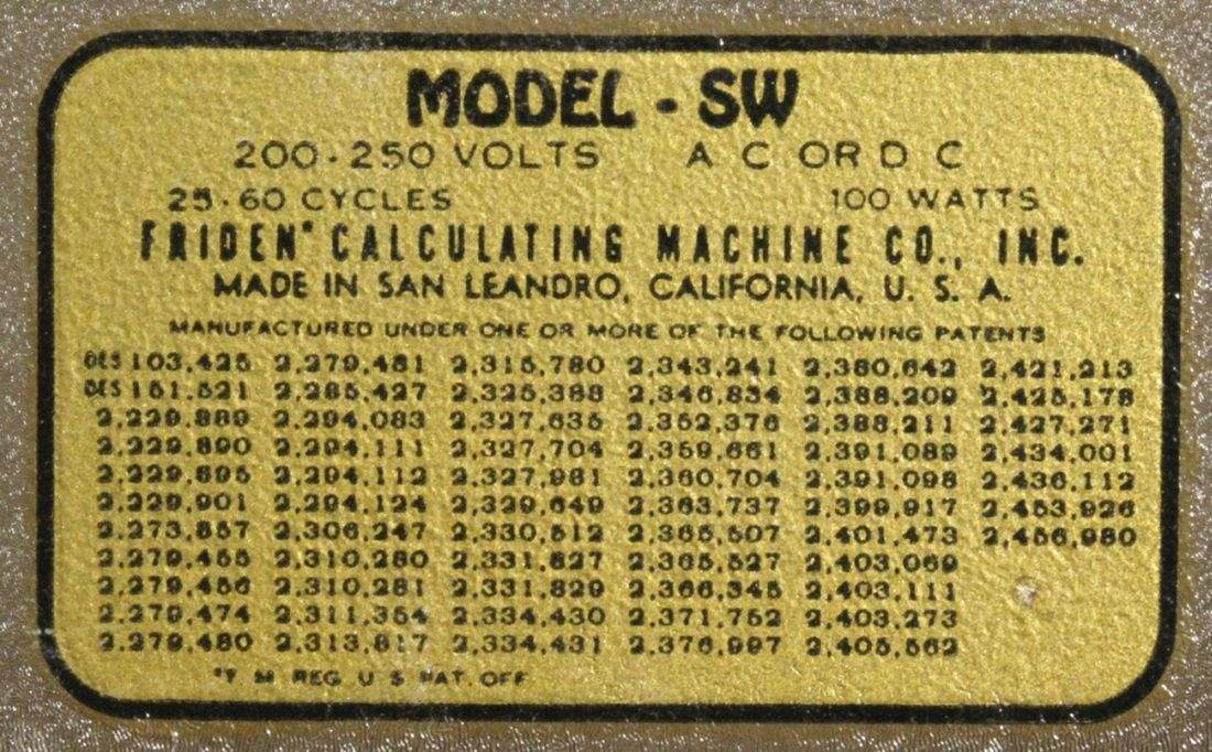 Rechenmaschine, "Friden", elektrisch, 22 x 43 x 38 cm, Funktion und Vollständigkeit nichtgeprüft, - Image 2 of 3