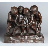 Bronze-Plastik, "Vier Kinder beim Anschauen des Buches", Pillig, Gustav Michael, Hattingen1877 -