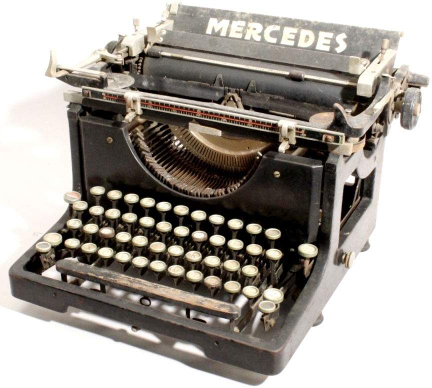 Schreibmaschine, "Mercedes", mechanisch, 25 x 38 x 30 cm, Funktion und Vollständigkeitnicht geprüft,