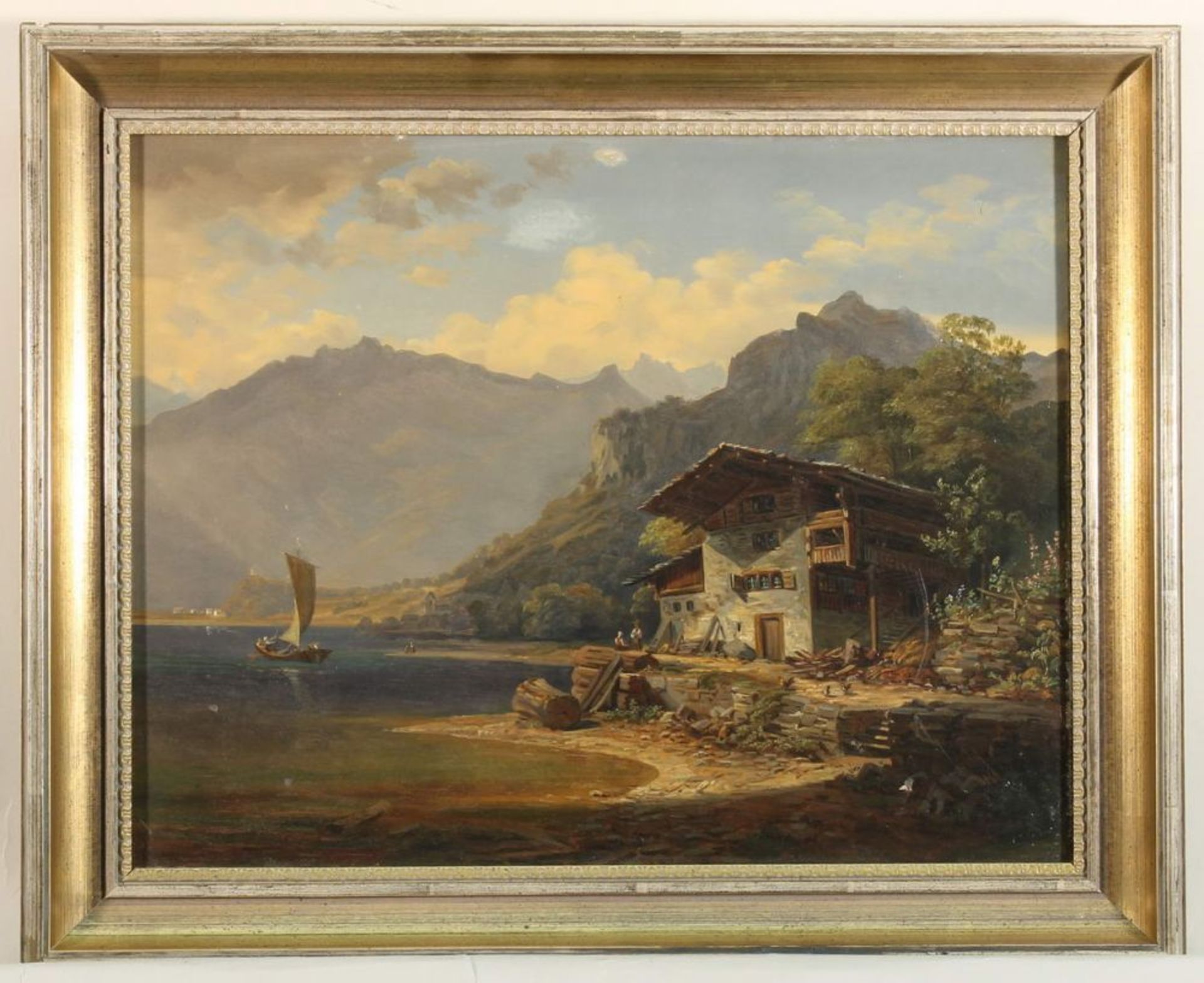 Reserve: 80 EUR        Landschaftsmaler (19./20. Jh.), 2 kleine Gemälde, "Häuser im Gebirge", Öl auf - Image 7 of 12