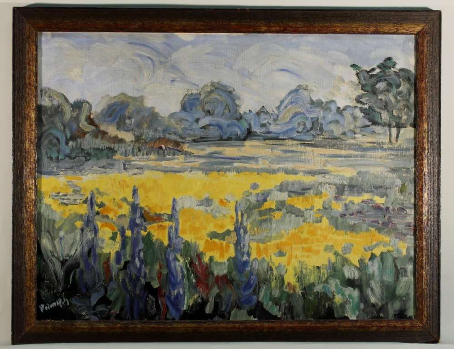 Reserve: 80 EUR        Primsch, Erich Oswald (20. Jh.), "Sommerlandschaft", Öl auf Leinwand, auf - Image 4 of 6