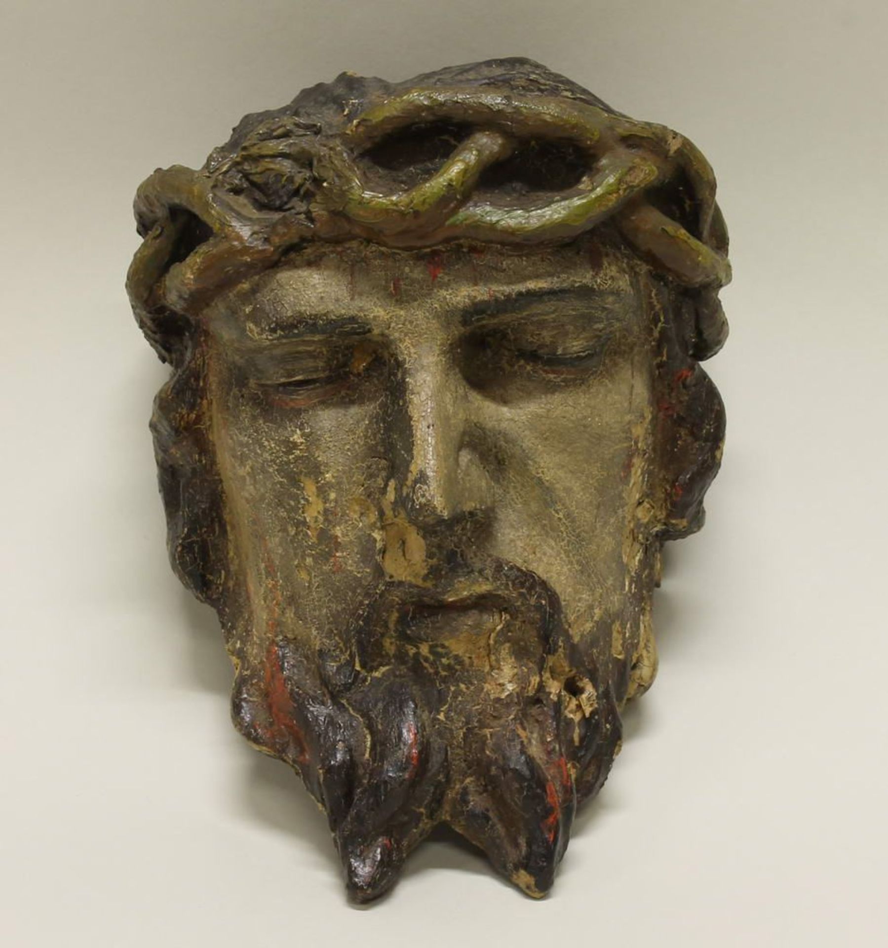 Reserve: 480 EUR        Skulptur, Holz geschnitzt, "Halbfigur eines Bischofs", um 1500, Fragment, - Image 14 of 14