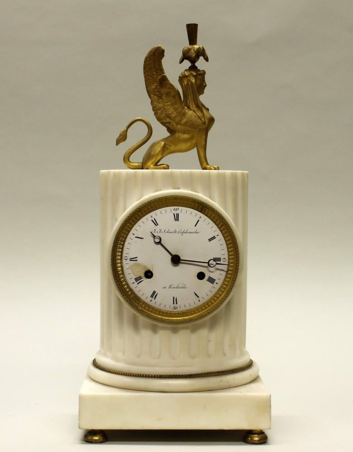 Reserve: 500 EUR        Figurenpendule, "Sphinx", Empire, Karlsruhe, um 1810, Hofuhrmacher Johann