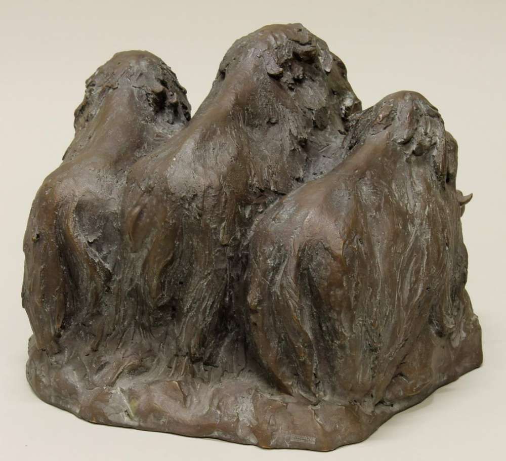 Reserve: 280 EUR        Bronze, patiniert, "Drei Büffel", am Sockel bezeichnet MS ligiert, - Image 3 of 8
