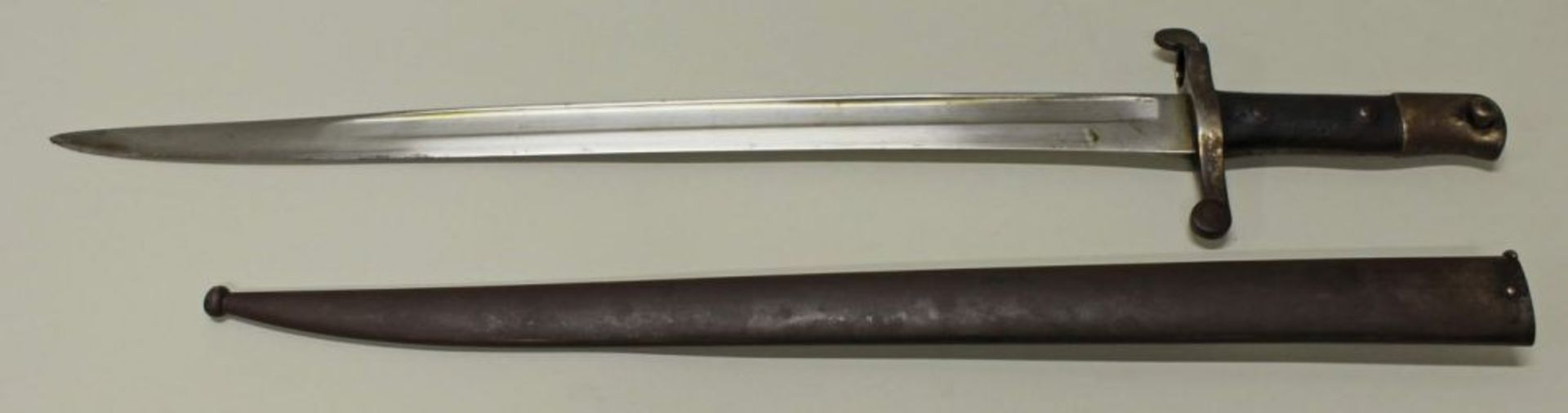 Reserve: 80 EUR        Bajonett, für Kropatschek/Steyr Gewehr M 1886, auf Klingenrücken Gravur: 1886