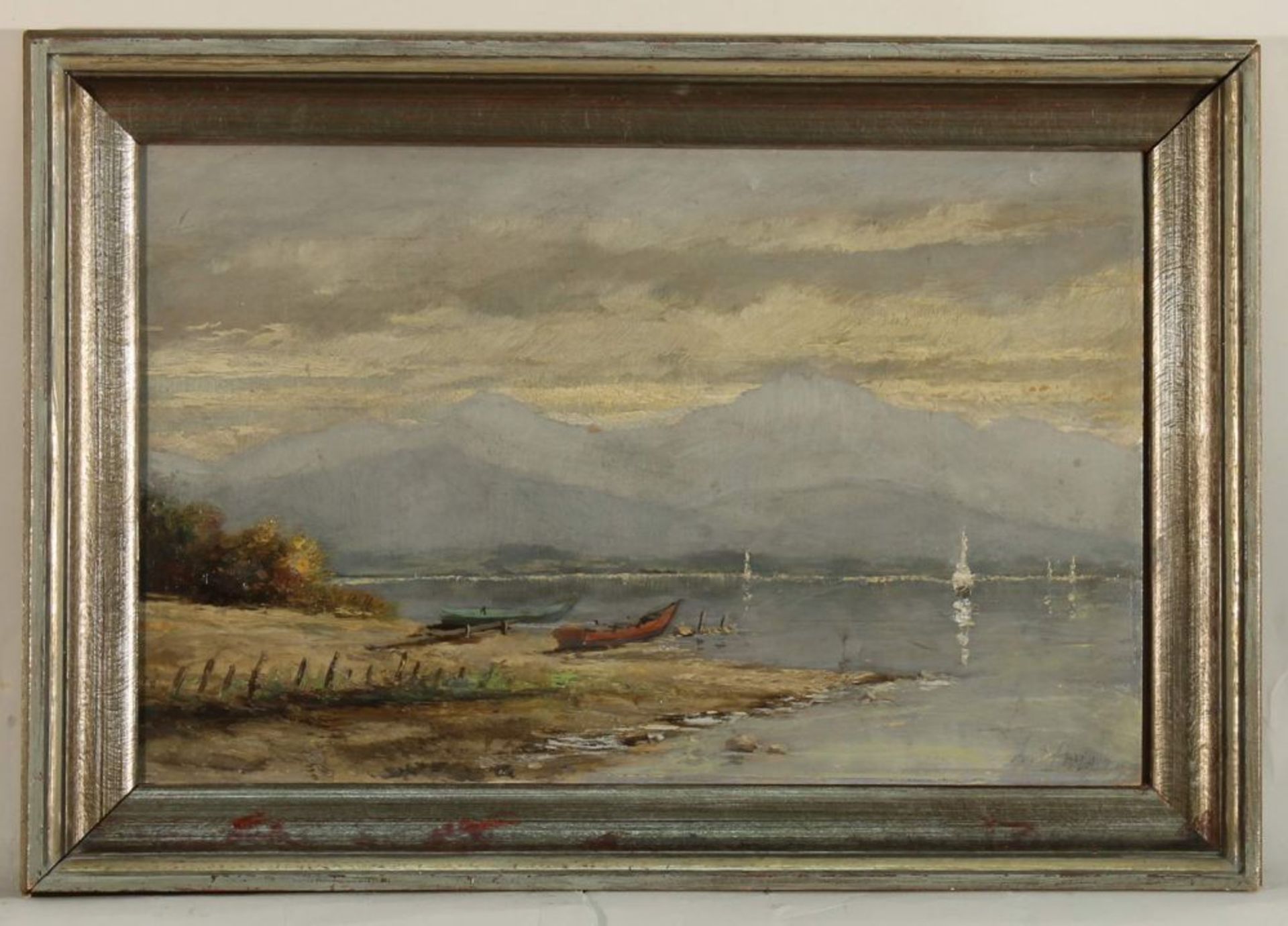 Reserve: 40 EUR        Ludwig (20. Jh.), "Am See", Öl/Malkarton, signiert und datiert unten rechts - Image 3 of 6