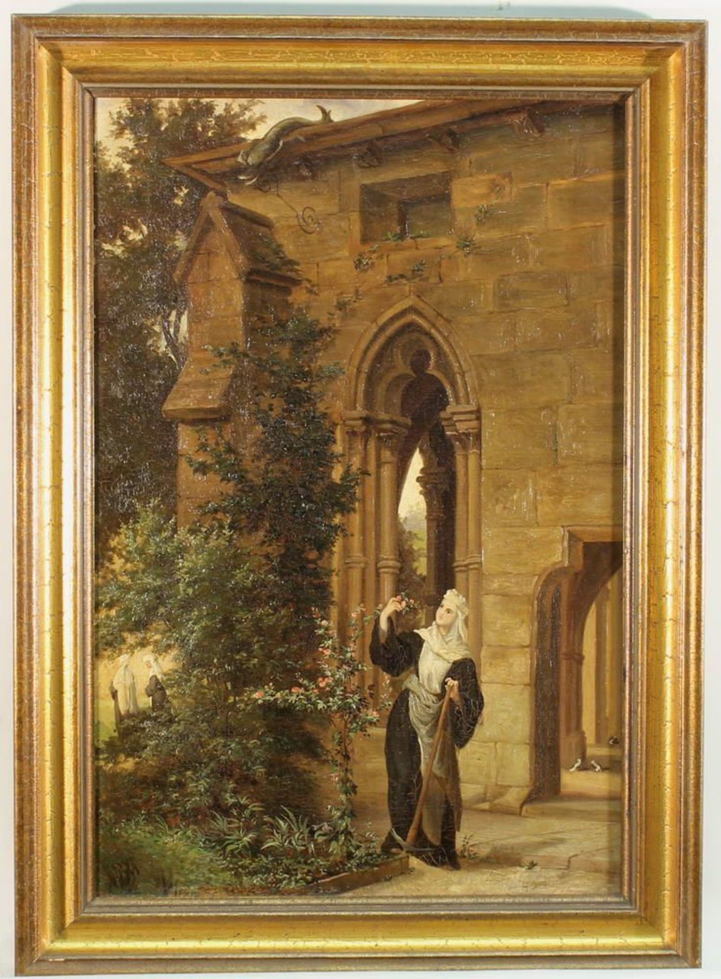 Reserve: 400 EUR        Tübinger Maler, wohl (2. Hälfte 19. Jh.), Pendants, "Mönch bzw. Nonne in - Image 4 of 14