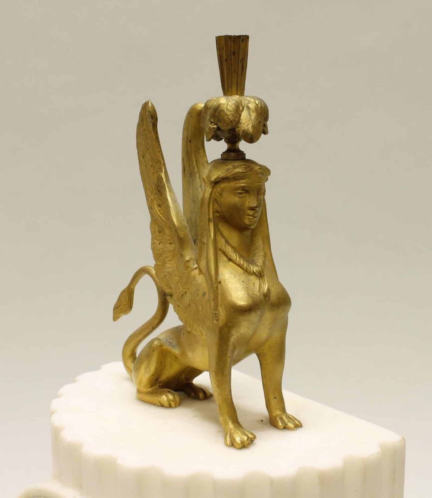 Reserve: 500 EUR        Figurenpendule, "Sphinx", Empire, Karlsruhe, um 1810, Hofuhrmacher Johann - Image 7 of 9