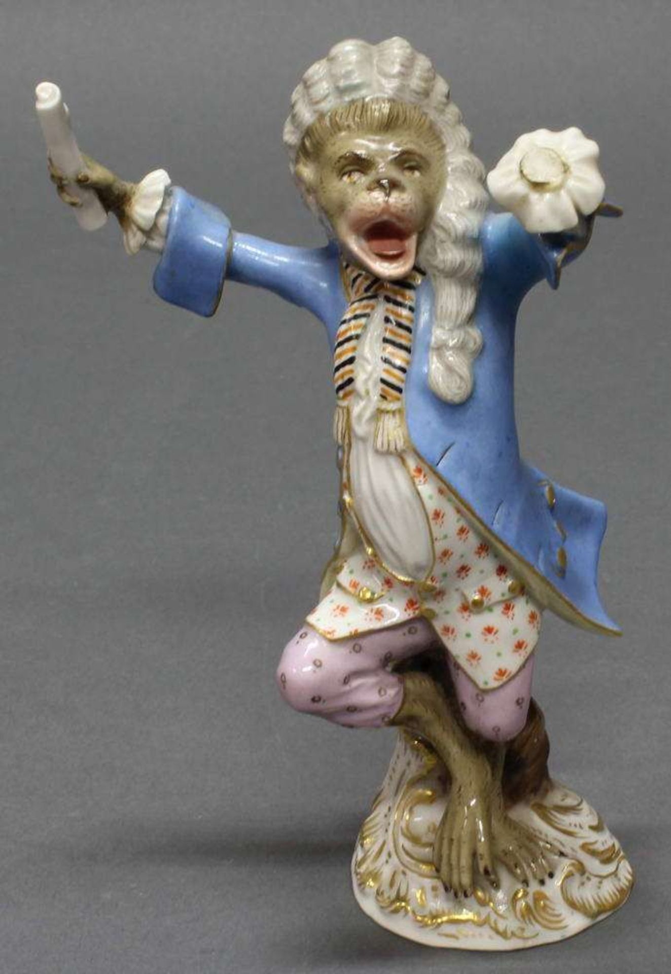 Reserve: 120 EUR        Porzellanfigur, "Dirigent der Affenkapelle", Meissen, Schwertermarke, 1850-