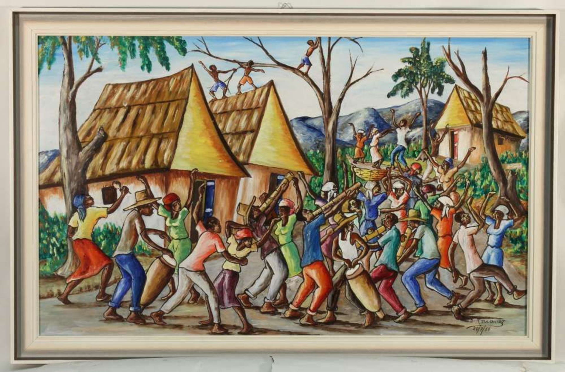 Reserve: 230 EUR        Rouanez, D. (haitianischer Künstler, tätig 1960er Jahre), "Musik und Tanz - Image 4 of 4