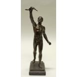 Reserve: 120 EUR        Metallguss, bronziert, "Sieger", stehender Athlet mit Lorbeerzweig, 32 cm